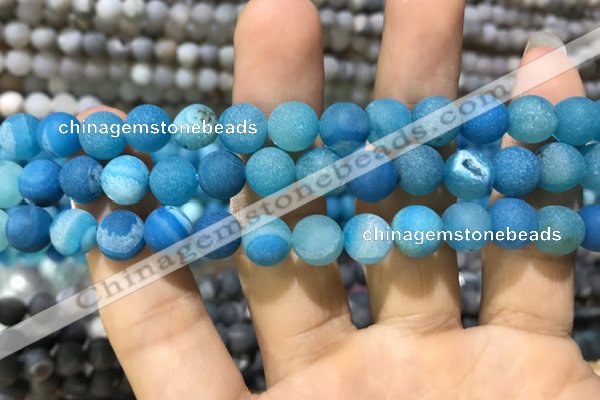 CAA1408 15.5 inches 8mm round matte druzy agate beads