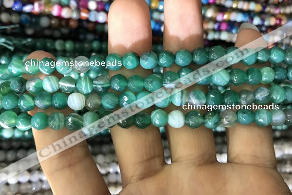 CAA1675 15.5 inches 6mm faceted round banded agate beads