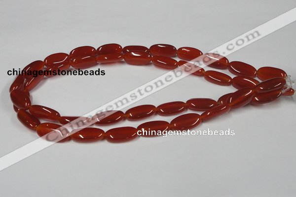 CAA171 15.5 inches 10*20mm oval red agate gemstone beads