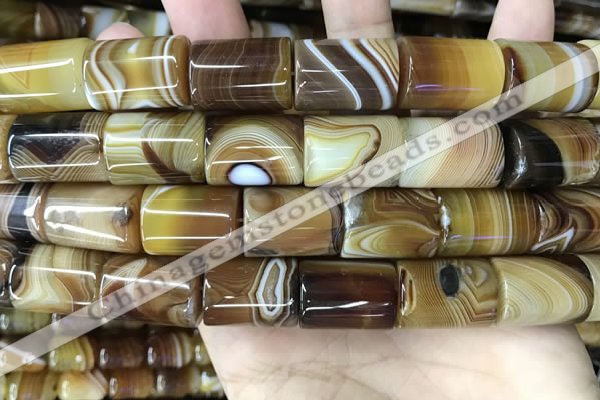 CAA4183 15.5 inches 15*20mm tube line agate beads wholesale