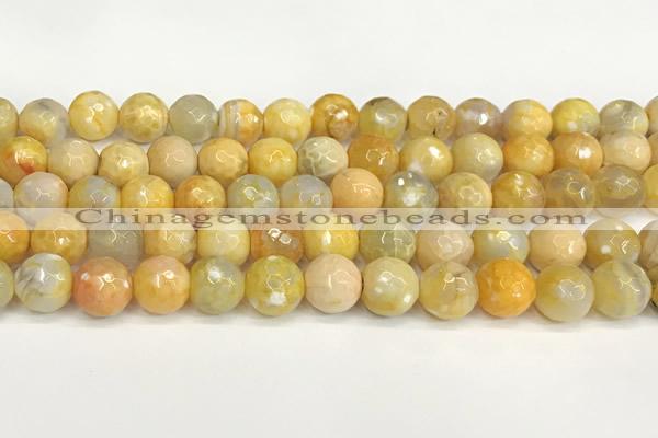 CAA5525 15 inches 10mm faceted round fire crackle agate beads