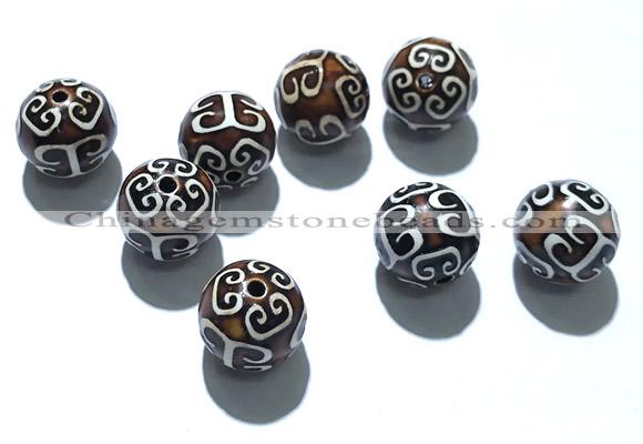 CAA5713 12mm round tibetan agate dzi beads wholesale