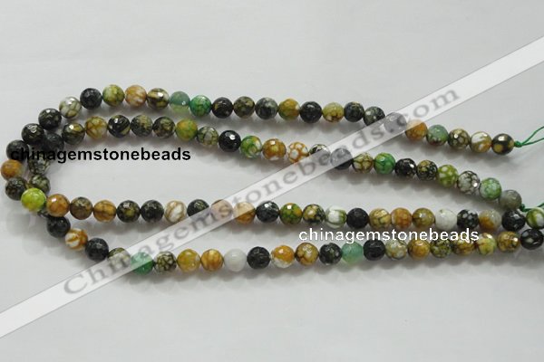 CAA791 15.5 inches 8mm faceted round fire crackle agate beads