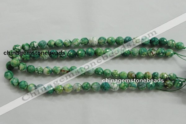 CAA800 15.5 inches 10mm faceted round fire crackle agate beads