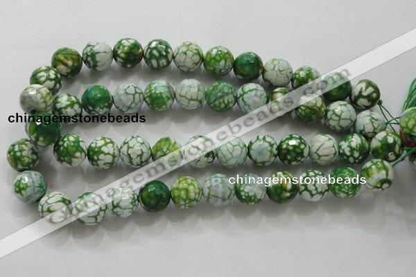 CAA810 15.5 inches 16mm faceted round fire crackle agate beads