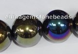 CAA852 15.5 inches 22mm round AB-color black agate beads