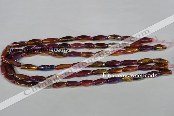 CAA882 15.5 inches 7*18mm faceted cuboid AB-color red agate beads