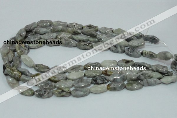 CAB573 15.5 inches 10*20mm wavy oval silver needle agate gemstone beads