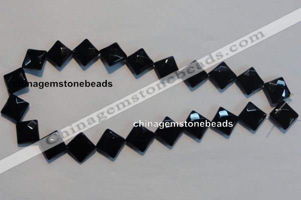 CAB804 15.5 inches 15*15mm faceted diamond black gemstone agate beads