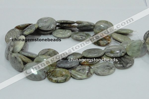 CAB83 15.5 inches 22*30mm oval silver needle agate gemstone beads