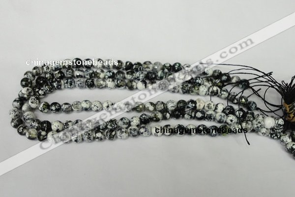 CAG1507 15.5 inches 8mm faceted round fire crackle agate beads