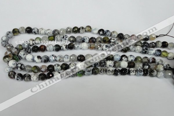 CAG1508 15.5 inches 8mm faceted round fire crackle agate beads