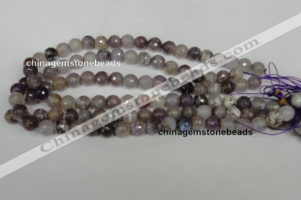 CAG1526 15.5 inches 10mm faceted round fire crackle agate beads