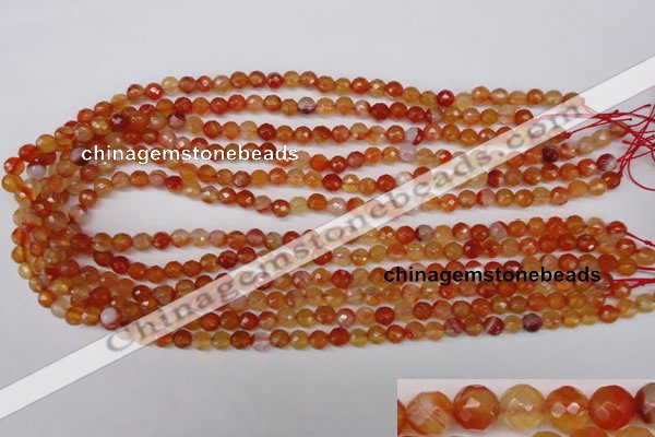 CAG1655 15.5 inches 6mm faceted round red agate gemstone beads