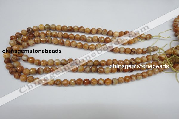 CAG1886 15.5 inches 8mm faceted round lemon crazy lace agate beads