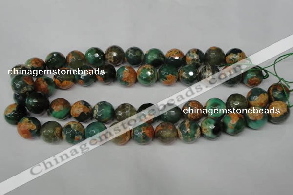 CAG2228 15.5 inches 20mm faceted round fire crackle agate beads