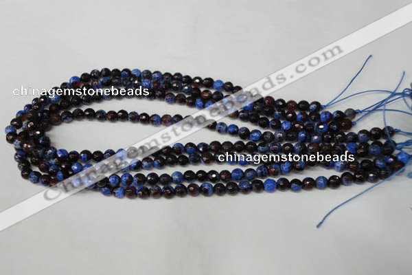 CAG2231 15.5 inches 6mm faceted round fire crackle agate beads