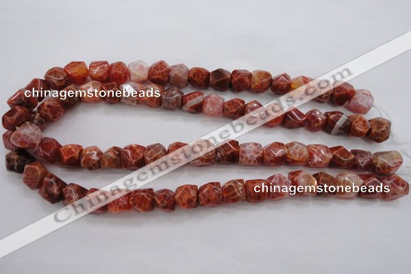 CAG4176 15.5 inches 10*11mm faceted nuggets natural fire agate beads