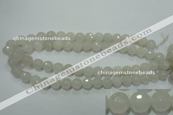 CAG4352 15.5 inches 12mm faceted round white agate beads wholesale