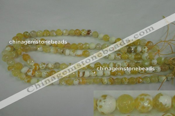 CAG4502 15.5 inches 8mm faceted round fire crackle agate beads