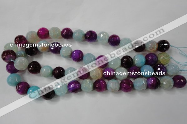 CAG4563 15.5 inches 14mm faceted round fire crackle agate beads