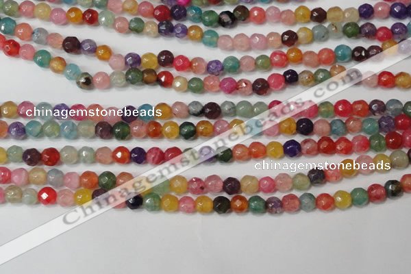 CAG4608 15.5 inches 4mm faceted round fire crackle agate beads