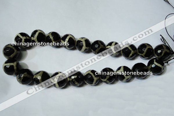 CAG4685 15.5 inches 18mm faceted round tibetan agate beads wholesale