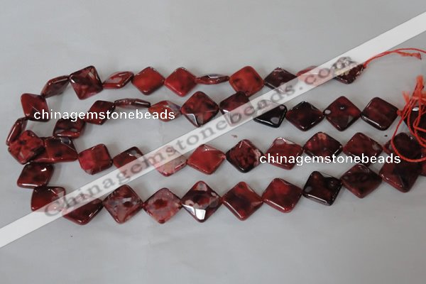 CAG4886 15 inches 14*14mm faceted diamond fire crackle agate beads