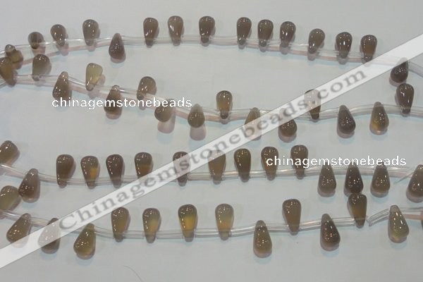 CAG5270 Top-drilled 6*11mm teardrop Brazilian grey agate beads