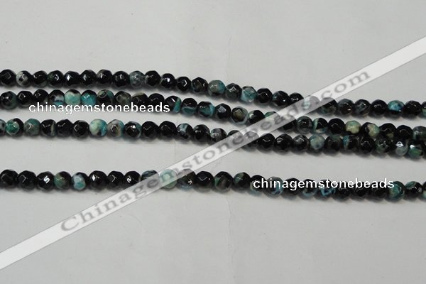 CAG5657 15 inches 4mm faceted round fire crackle agate beads