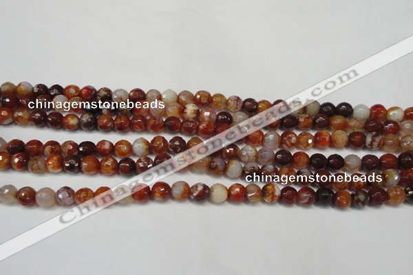 CAG5675 15 inches 6mm faceted round fire crackle agate beads