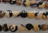 CAG5682 15 inches 8mm faceted round fire crackle agate beads