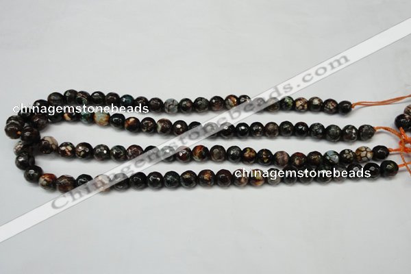 CAG5692 15 inches 8mm faceted round fire crackle agate beads