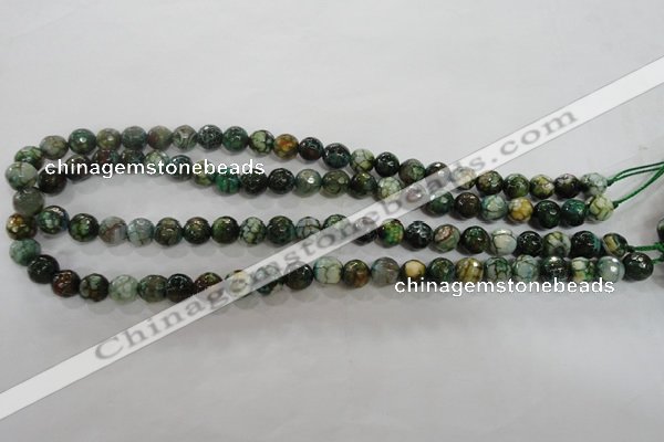 CAG5695 15 inches 8mm faceted round fire crackle agate beads