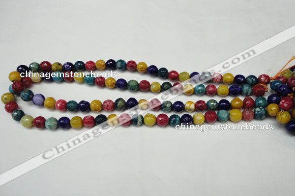 CAG5701 15 inches 8mm faceted round fire crackle agate beads