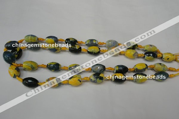 CAG5774 15 inches 10*14mm faceted rice fire crackle agate beads