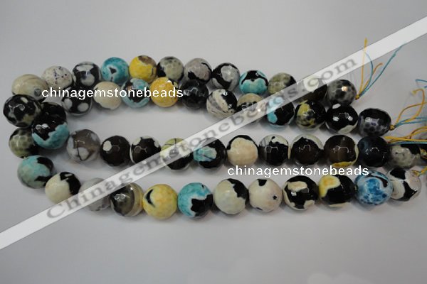 CAG5857 15 inches 16mm faceted round fire crackle agate beads