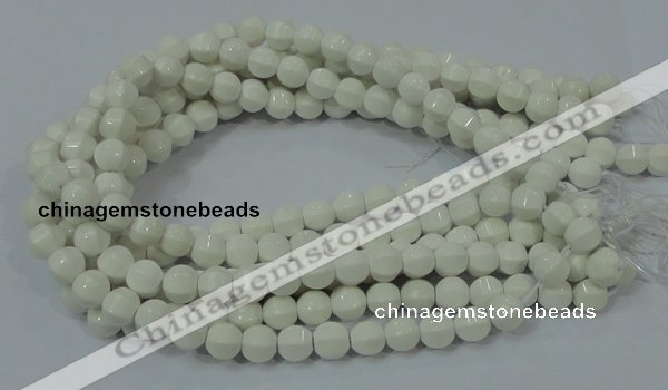 CAG717 15.5 inches 10mm pumpkin shape white agate gemstone beads