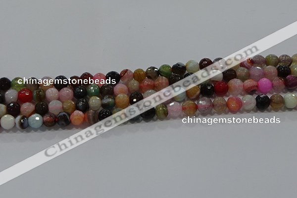 CAG9250 15.5 inches 8mm faceted round line agate beads wholesale