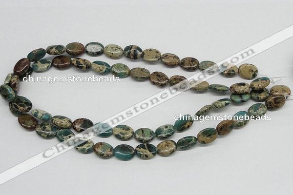 CAT5011 15.5 inches 10*14mm oval natural aqua terra jasper beads