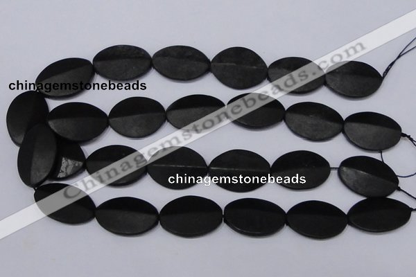 CBS12 15.5 inches 18*25mm oval black stone beads wholesale