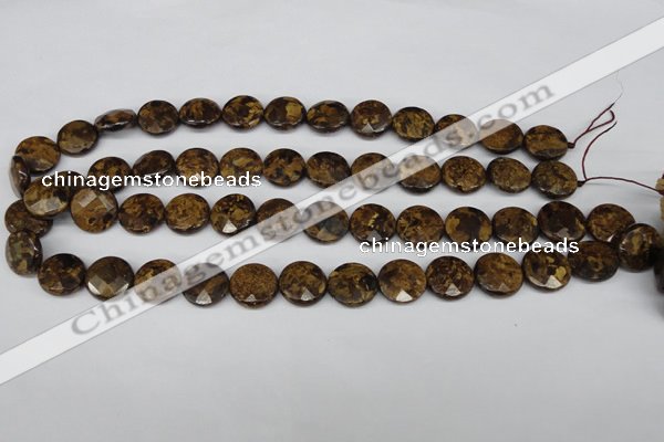 CBZ431 15.5 inches 15mm faceted coin bronzite gemstone beads