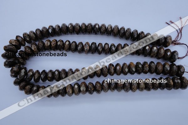 CBZ66 15.5 inches 7*14mm faceted rondelle bronzite gemstone beads