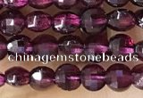 CCB537 15.5 inches 4mm faceted coin purple garnet beads wholesale