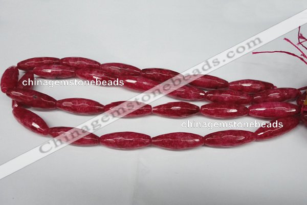 CCN2911 15.5 inches 10*30mm faceted rice candy jade beads