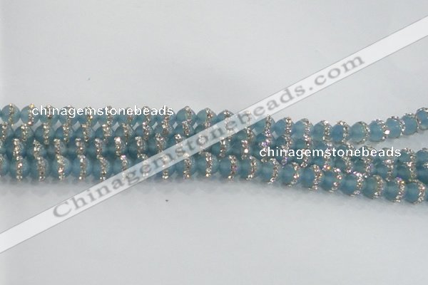 CCN4615 15.5 inches 6mm round candy jade with rhinestone beads