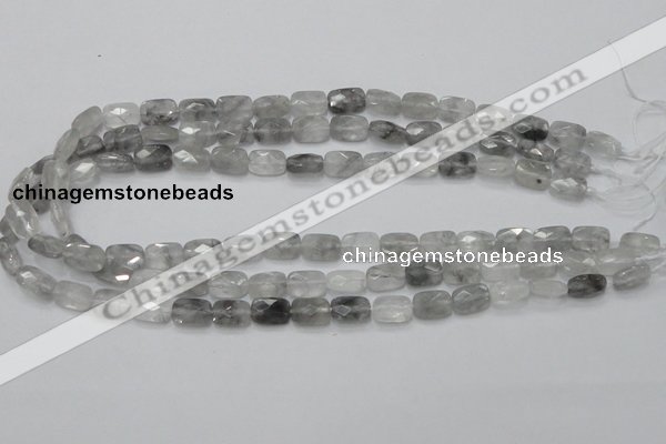 CCQ185 15.5 inches 8*12mm faceted rectangle cloudy quartz beads