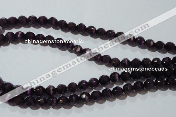 CCT385 15 inches 8mm faceted round cats eye beads wholesale