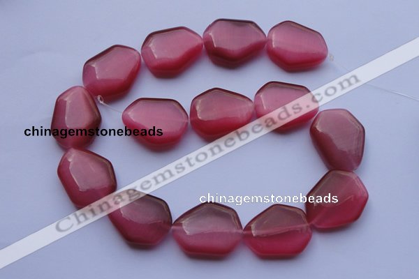 CCT42 15 inches 22*25mm freeform red cats eye beads wholesale