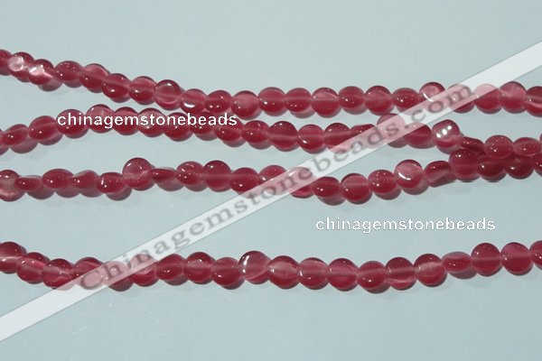 CCT453 15 inches 6mm flat round cats eye beads wholesale